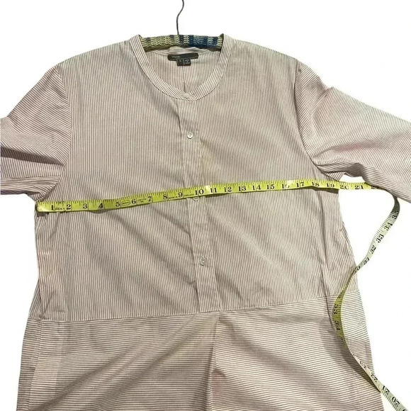 Vince button front tunic pin stripe red white 3/4 sleeve large - Picture 7 of 11